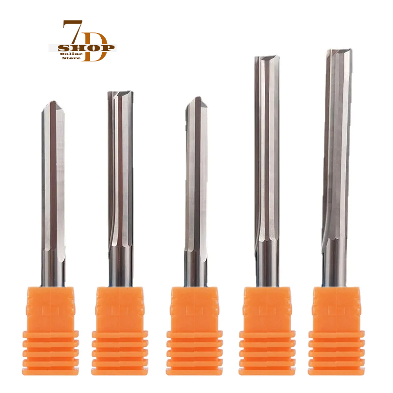 SHOP7D_1piece 3.175mm 4mm 6mm 8mm Two Flutes Straight Slot End Milling Cutter For Wood CNC Engraving Cutters Carbide Endmills Tool