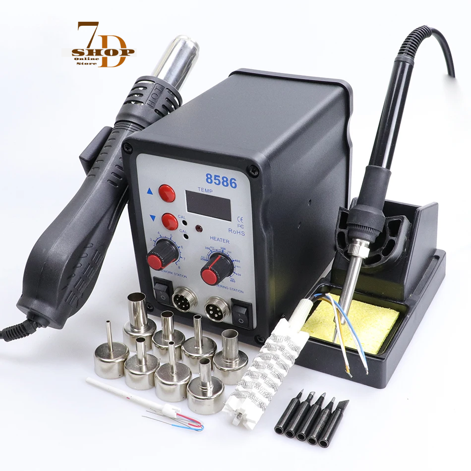 SHOP7D_BGA Rework Solder Station 8586 Hot Air Blower Heat Gun Intelligent Detection And Cool Air Welding Soldering Iron Repair Tool