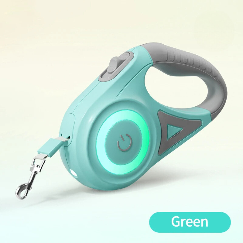 حبل مشي مضيء قابل للسحب تلقائيًا للكلاب