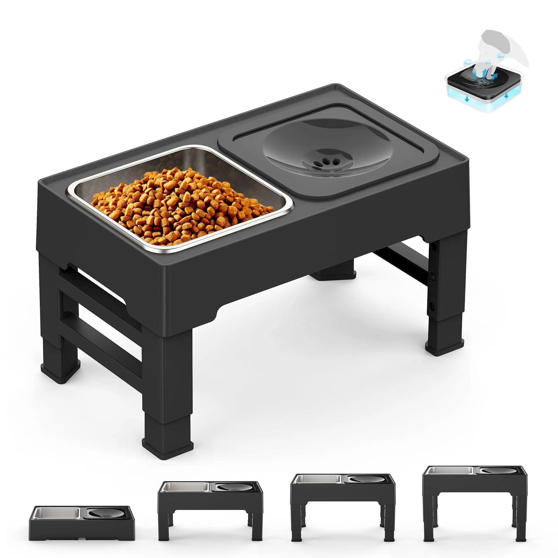 وعاء طعام مرتفع للكلاب خالٍ من الفوضى
