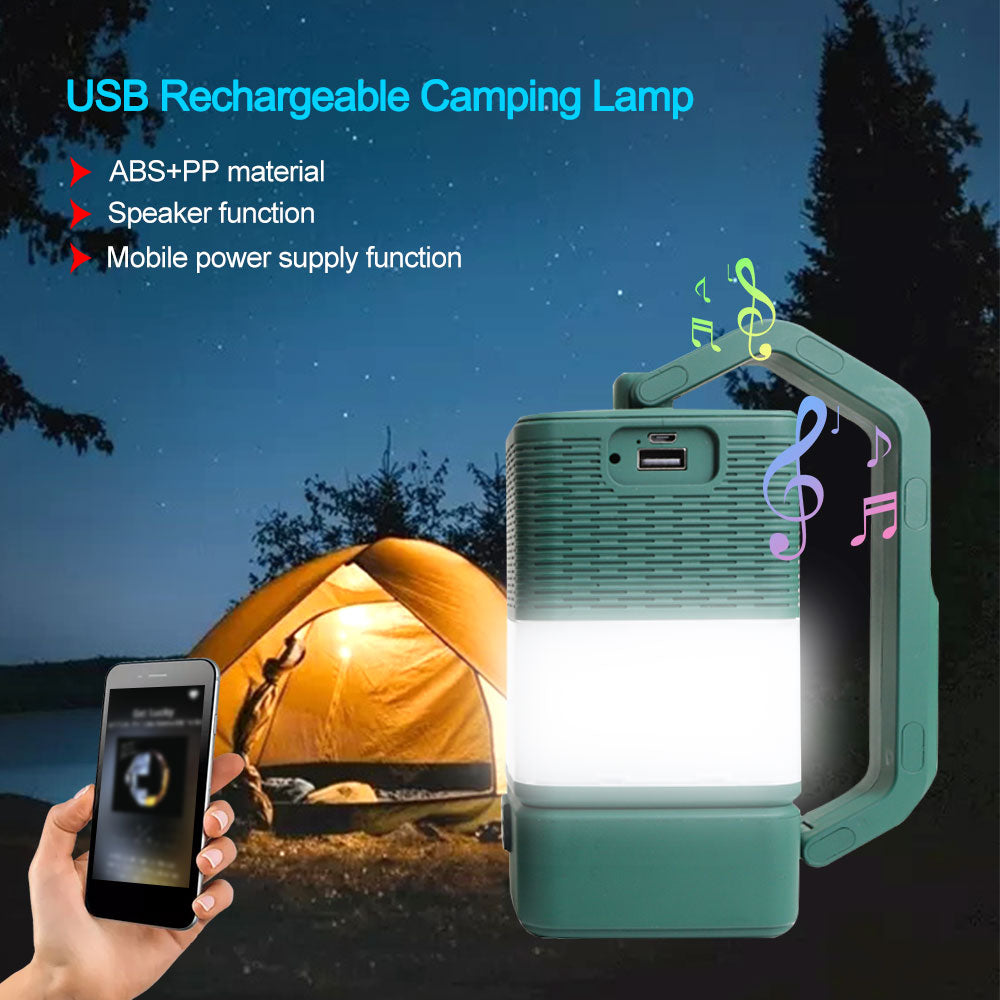 Lampe de nuit LED USB pour le camping, enceinte portable compatible Bluetooth