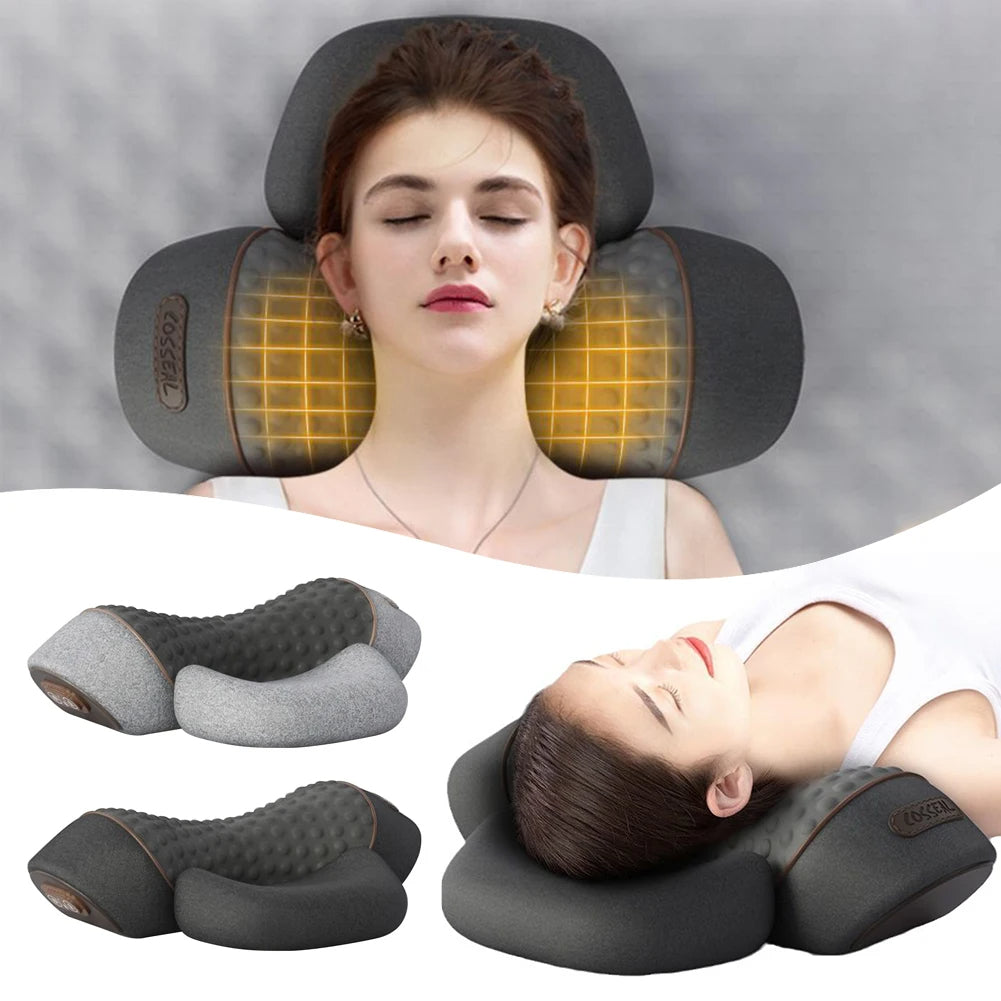 Oreiller de massage électrique pour la nuque, chauffant et vibrant.