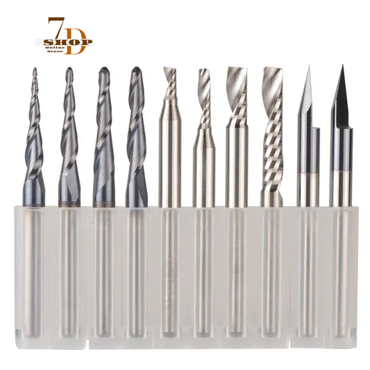 SHOP7D_CNC Solid Carbide engraving bits milling cutter woodwork set 3.175mm 6.35mm 6mm shank router bits for carving wood tools