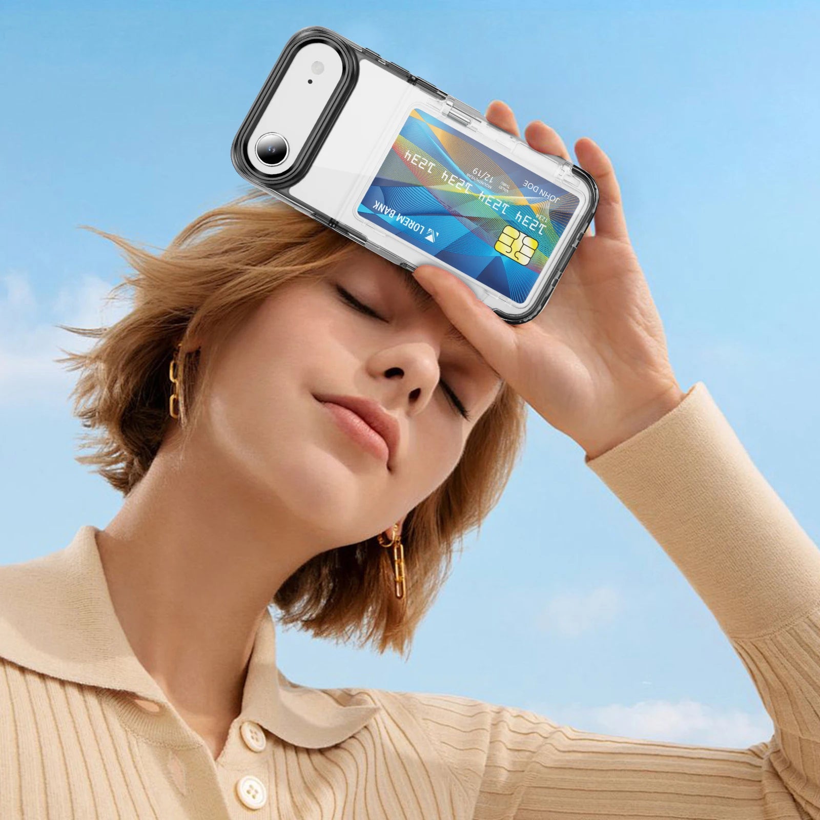 جراب حماية لهاتف آيفون مع حامل بطاقات