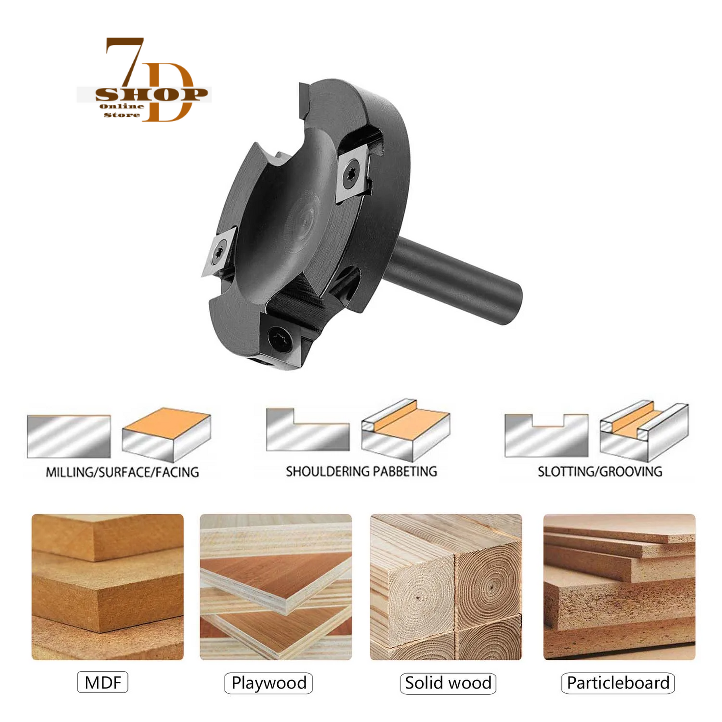 SHOP7D_2-Flute Wood Planer Bit 38.1mm 45mm Cutting Diameter 8 12 mm Shank Spoilboard Surfacing Router Bit Insert Carbide Slab