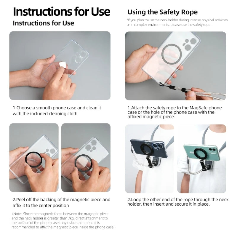 حامل هاتف مغناطيسي للتعليق حول الرقبة