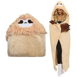 بطانية شتوية من الفلانيل بغطاء رأس على شكل حيوان الكسلان