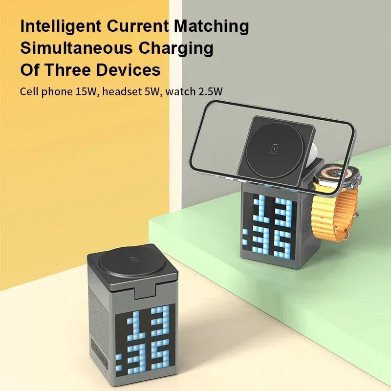 شاحن ومكبر صوت لاسلكي مغناطيسي 6 في 1