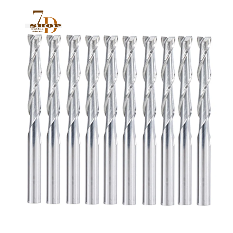 SHOP7D_50Pcs 2 Flutes Spiral 6mm 17/22/25/28/32/42mm Milling Cutter CNC End Mill Router Bit for Wood Carbide Router Tool