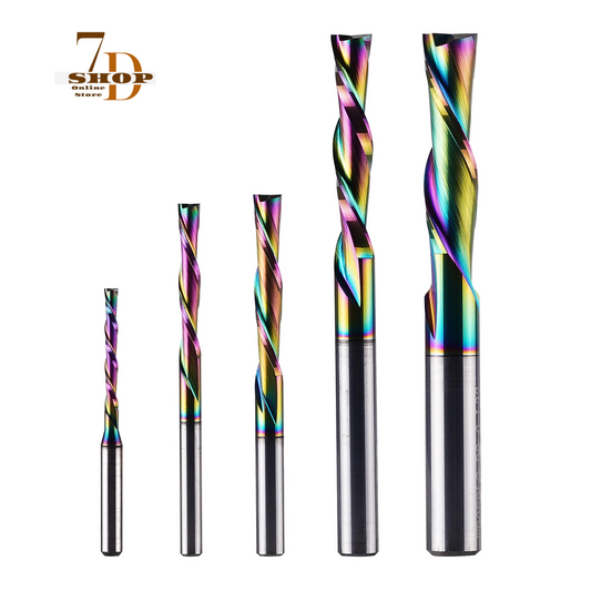 SHOP7D_1pc DLC Coating Solid Carbide Milling Cutter 3.1 4 6 8 6.35mm 2 Flute Spiral Router Bit End Mill Wood MDF Down Cut