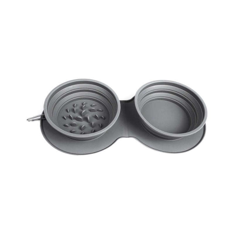 وعاء سيليكون قابل للطي لتغذية الحيوانات الأليفة ببطء