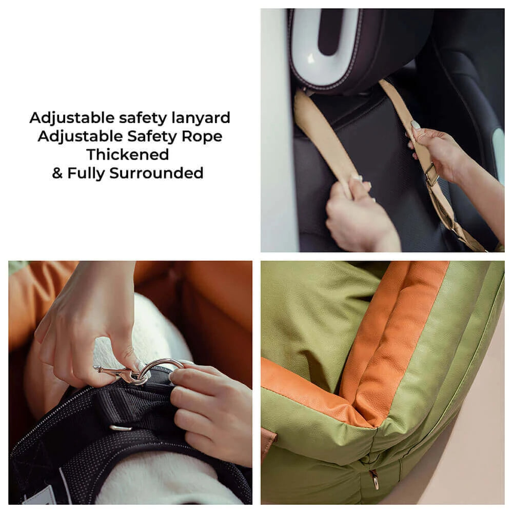 سرير سيارة للكلاب مزود بحزام أمان