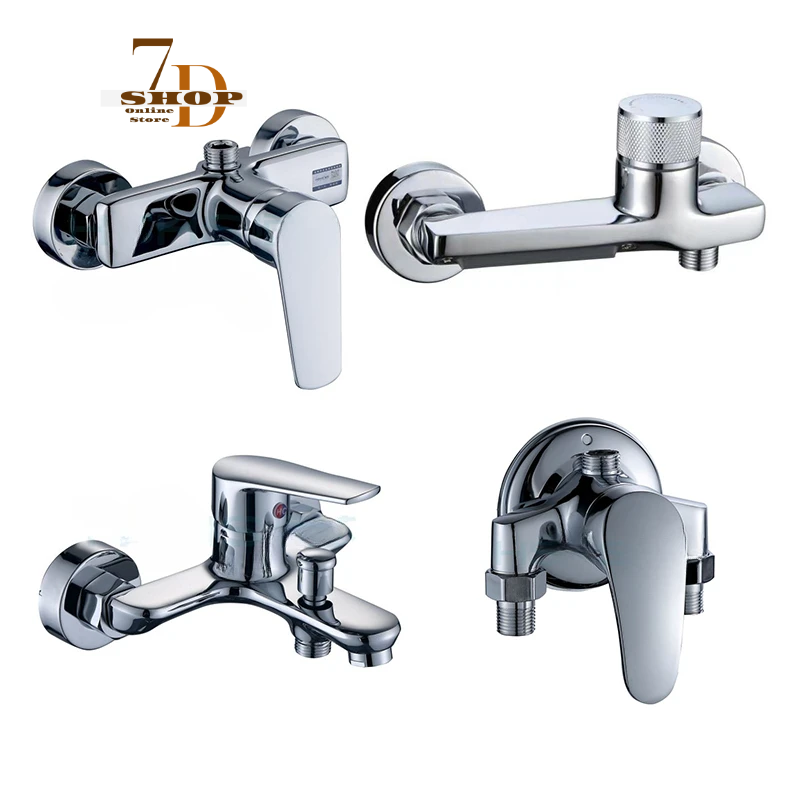 SHOP7D_Bathroom Shower Faucet Wall Mounted Brass Hot Cold Water Mixer Tap Bathroom Combination Water Mixer Bathtub Faucet Mixing Valve