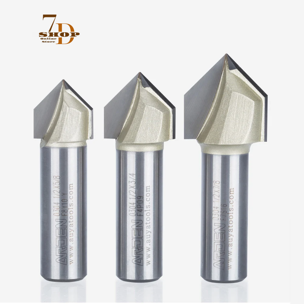 SHOP7D_Carbide 90 Degree V Bit  1/4" 1/2" Shank V-groove Slotting Router Bit Woodworking Chamfering 3D Engraving for MDF Hardwood