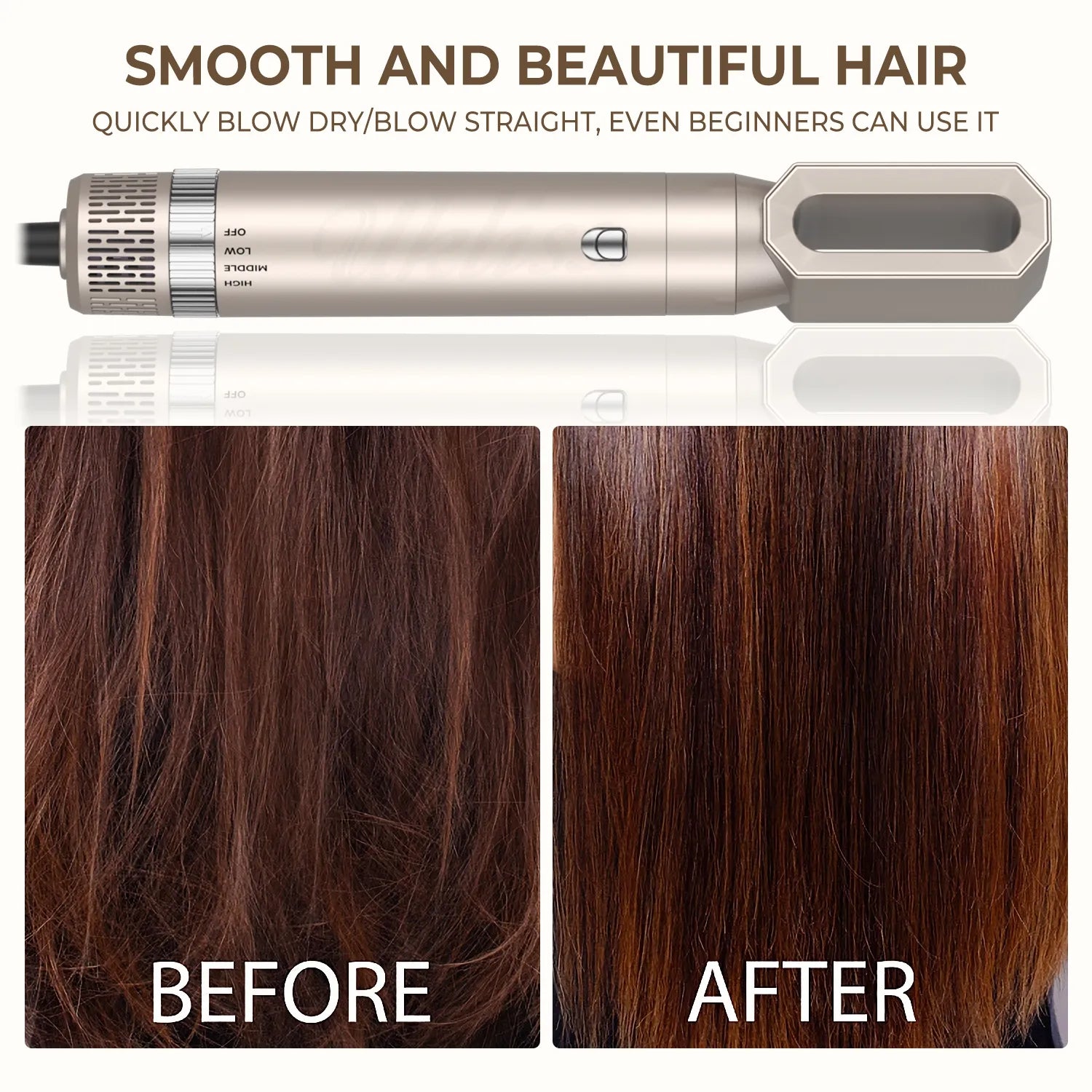 Brosse séchoir et volumisant 6 en 1 avec ion négatif détachable