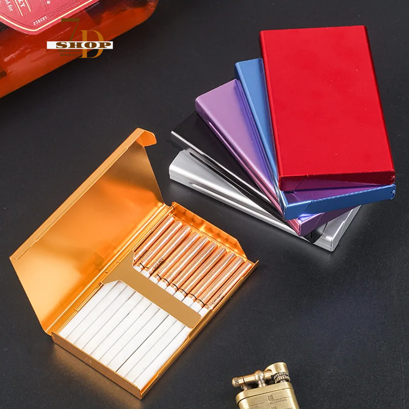 SHOP7D_Creative Personality Cigarette Case, Thin Fashion Pipes, Metal Cigarette Box, Slim Accessories, Gift for Lady, 10 Sticks