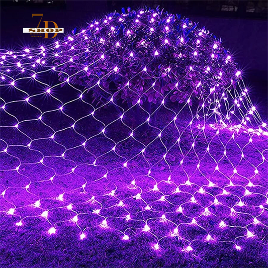 SHOP7D_Purple Halloween Net Lights Connectable LED Purple Pink Mesh Netting Lights Garden Christmas Bush Garland Light