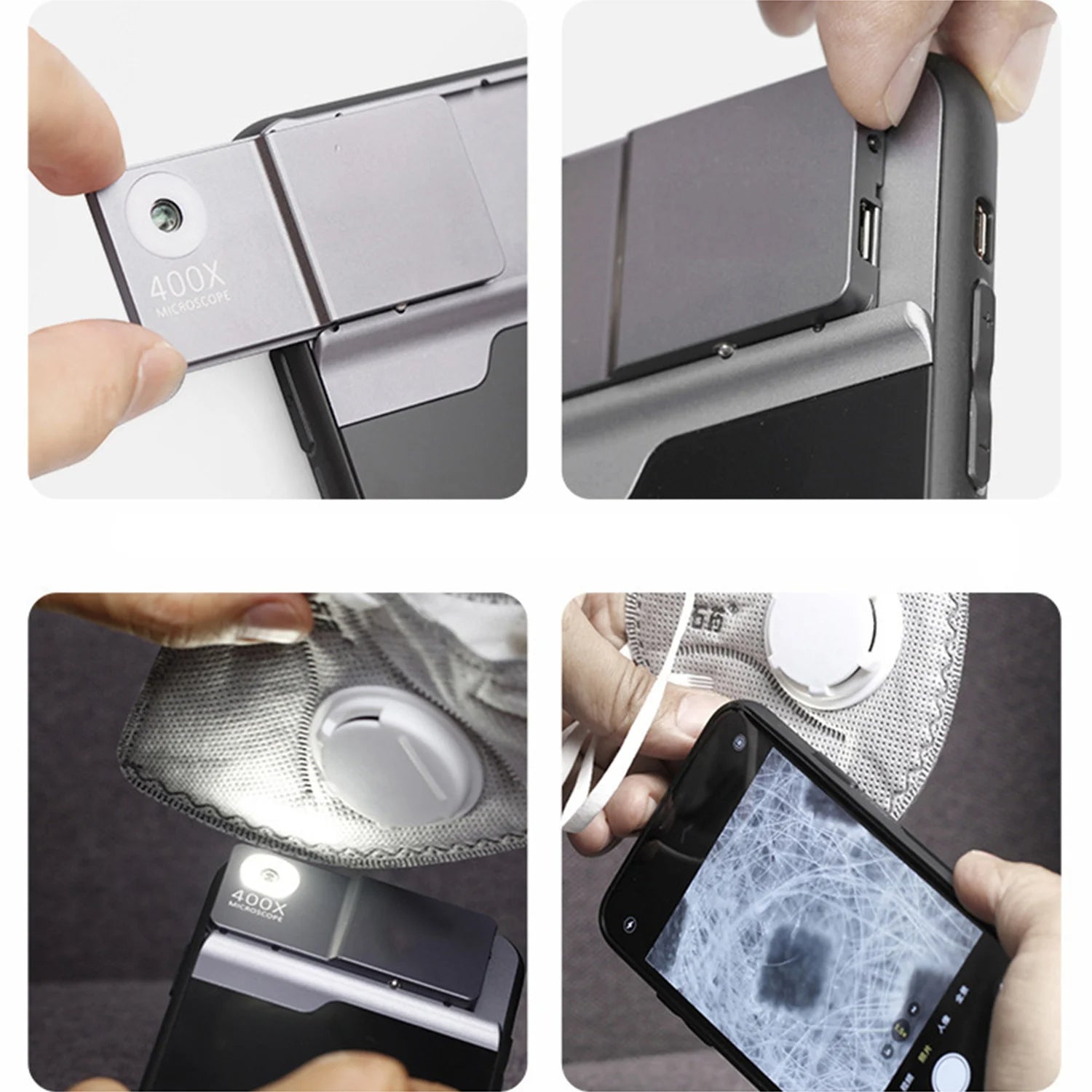 مجهر هاتفي بقوة تكبير 400X مزود بإضاءة