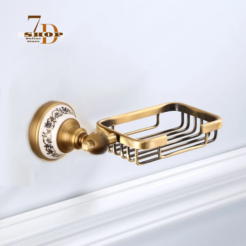 SHOP7D_Antique Brushed Solid Brass Bathroom Accessories Sets European Porcelain Bathroom Hardware Sets Ceramic Retro Bathroom Products