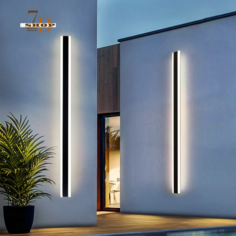 SHOP7D_Exterior Wall Strip Wall Lamp Modern Minimalist Style Outdoor IP65 Waterproof LED Lighting/Garden Villa Courtyard Wall AC85-265V