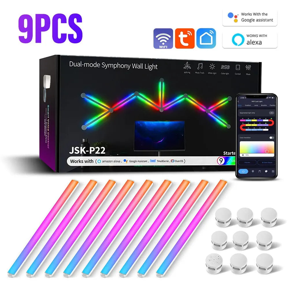 مصباح جداري ذكي بتقنية LED يعمل بتقنية الواي فاي RGBIC