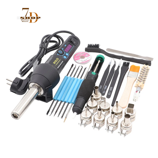 SHOP7D_650W High quality 8018LCD 220V/EU LCD Adjustable Electronic Heat Hot Air Gun Desoldering Soldering Station IC SMD BGA + Nozzle