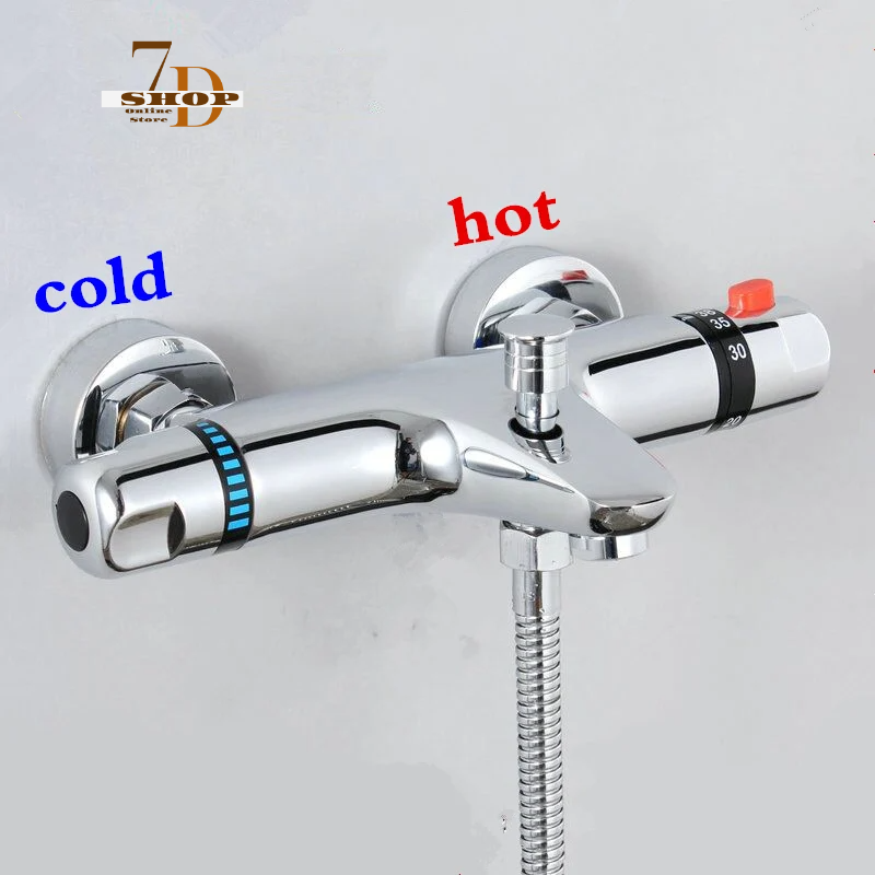 SHOP7D_Thermostatic Shower Faucet Mixing Valve Bathroom Combination Water Bathtub Faucet Thermostatic Mixer Tap With Reversed Inlets