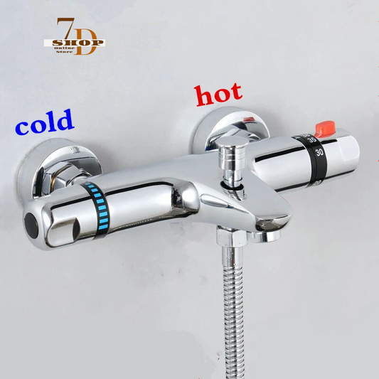 SHOP7D_Thermostatic Shower Faucet Mixing Valve Bathroom Combination Water Bathtub Faucet Thermostatic Mixer Tap With Reversed Inlets