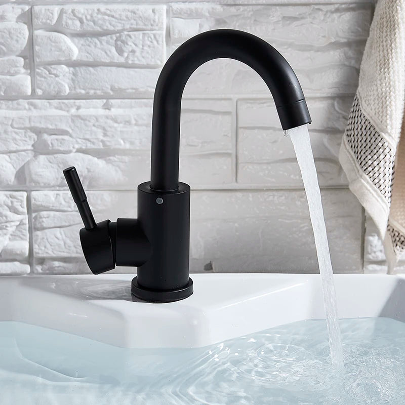 SHOP7D_Black Basin Sink Faucet Bathroom Basin Faucets Single Hole Single Handle Hot and Cold Water Mixer Tap for Basin