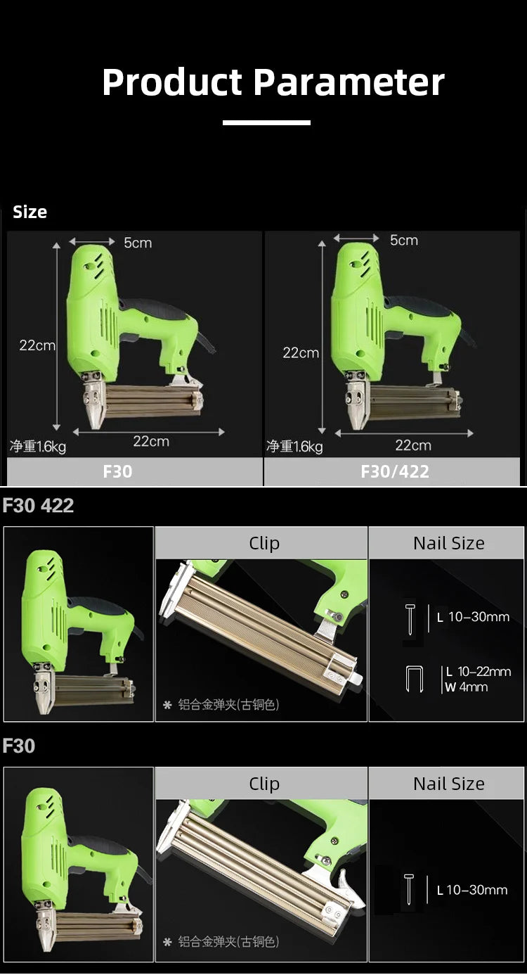 SHOP7D_Electric Nail Gun Stapler Gun 220V Woodworking Tools Nailing Stapler Shooter furniture stapler Framing Tacker DIY Hand Tool