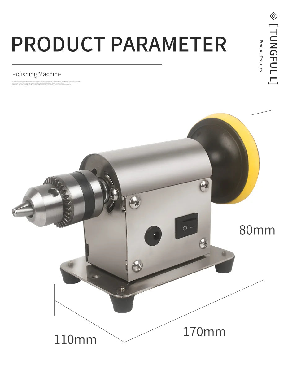 SHOP7D_Polishing Machine Benchtop Polisher with 20pc Sandpaper Universal Grinding Machine Bench Lathe Polish