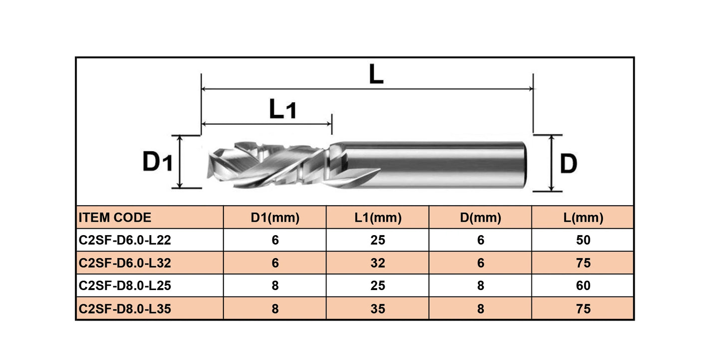 SHOP7D_Two Flutes Compression Milling Cutter  with chip breaker up&down carbide CNC Router Bit 6,8mm Wood Engraving end mill