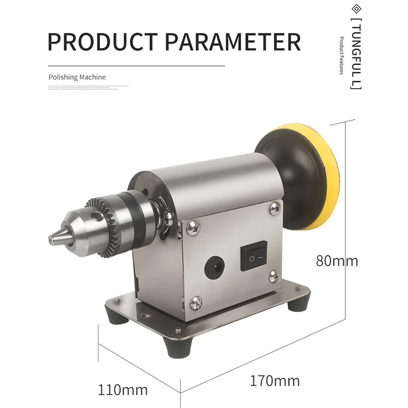 SHOP7D_Polishing Machine Benchtop Polisher with 20pc Sandpaper Universal Grinding Machine Bench Lathe Polish