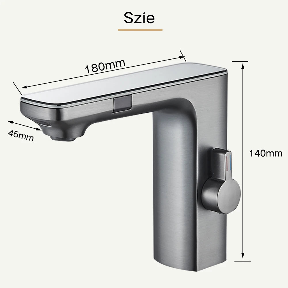 SHOP7D_Touchless Sensor Basin Faucet Brass Smart Digital Display Bathroom Sink Faucet Grey Sense Hot Cold Water Mixer Tap Battery Power