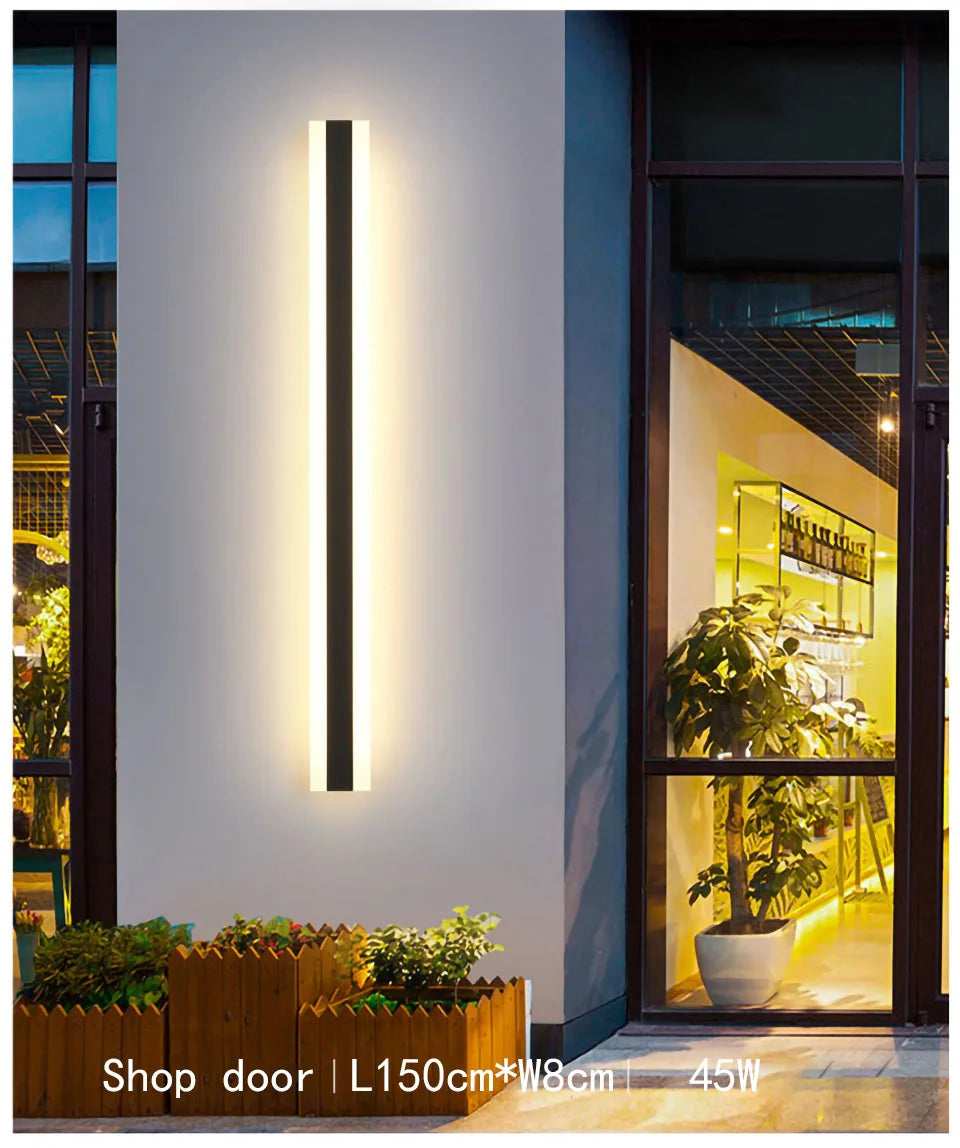 SHOP7D_Exterior Wall Strip Wall Lamp Modern Minimalist Style Outdoor IP65 Waterproof LED Lighting/Garden Villa Courtyard Wall AC85-265V