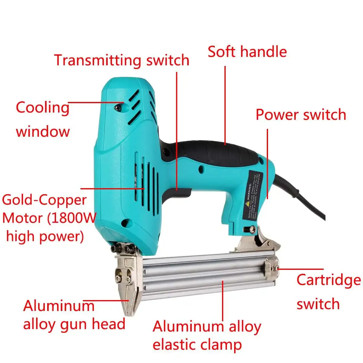 SHOP7D_220V 2000W  Electric Straight Nail Gun 10-30mm High Power Heavy-Duty Woodworking Tool Electrical Staple Nail