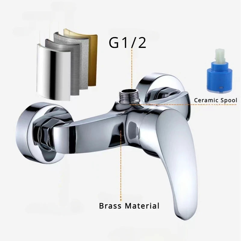 SHOP7D_Bathroom Shower Faucet Wall Mounted Brass Hot Cold Water Mixer Tap Bathroom Combination Water Mixer Bathtub Faucet Mixing Valve