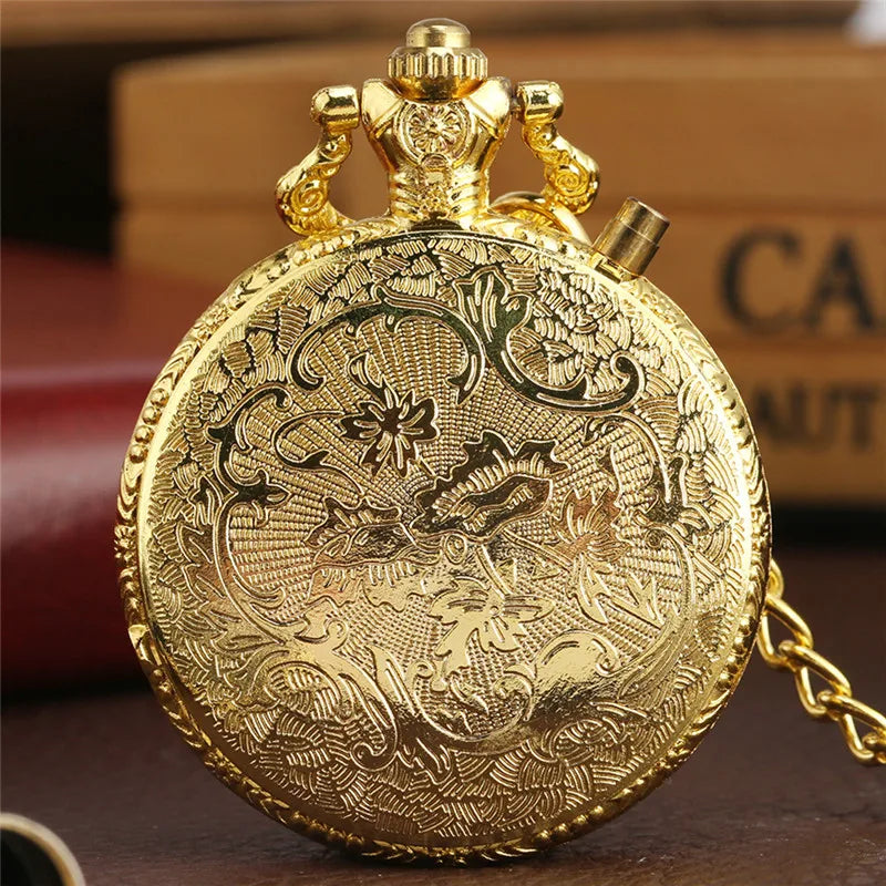 SHOP7D_Antique Style LED Clock Locomotive Railway Men Women Quartz Analog Pocket Watch Arabic Numerals Display Pendant Chain Gifts