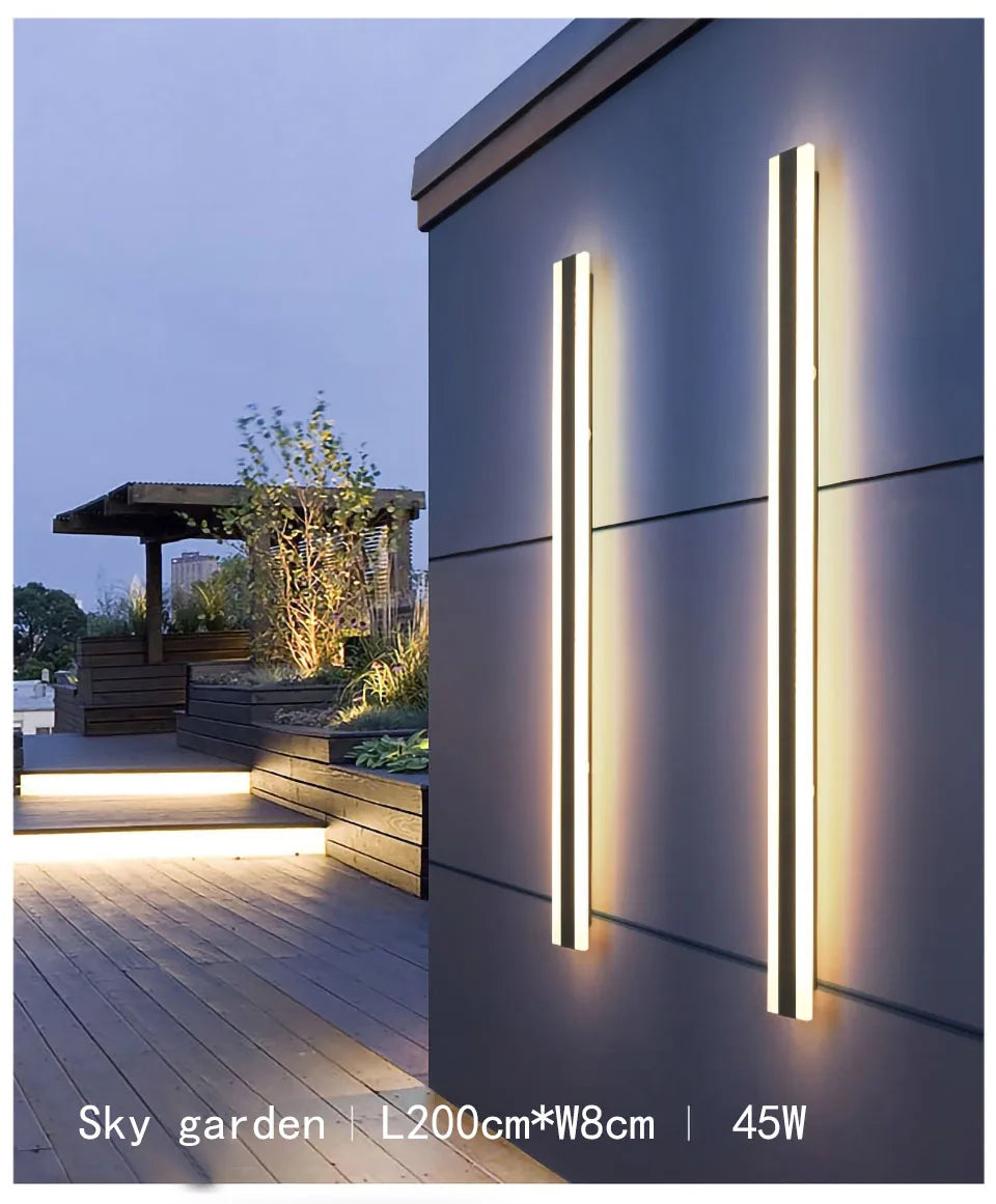 SHOP7D_Exterior Wall Strip Wall Lamp Modern Minimalist Style Outdoor IP65 Waterproof LED Lighting/Garden Villa Courtyard Wall AC85-265V