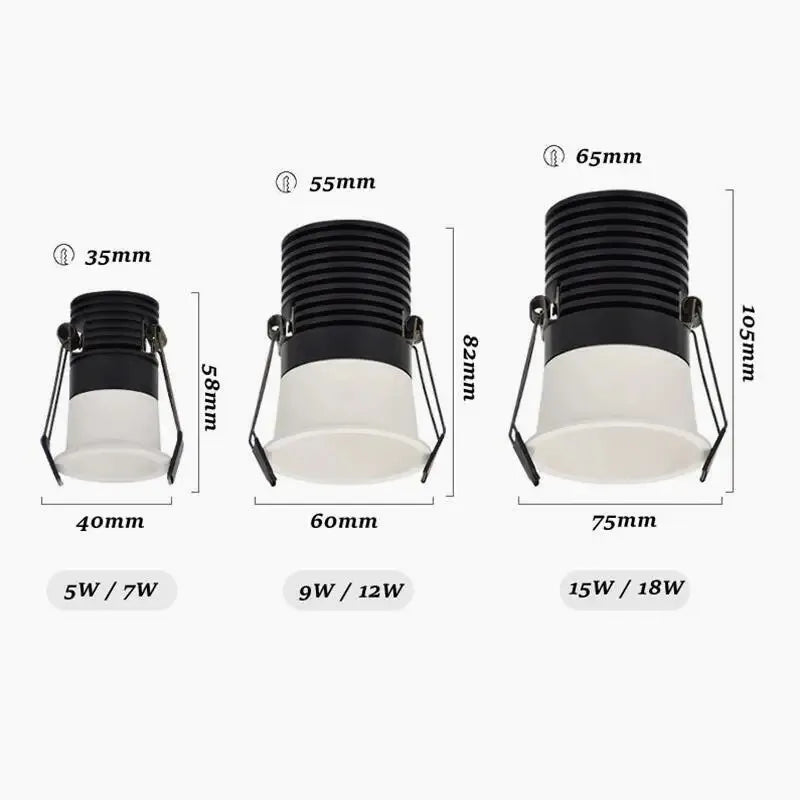 SHOP7D_Dimmable Recessed Anti Glare LED Downlights 5W7W9W12W15W/18W COB Ceiling Spot Lights AC90~260V Background Lamps Indoor lighting