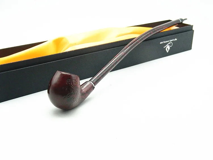 SHOP7D_410mm Wood Smoking Pipe Fine Carved Red Resin Wood pipe Fashion Generous Long Handmade Wood Pipe