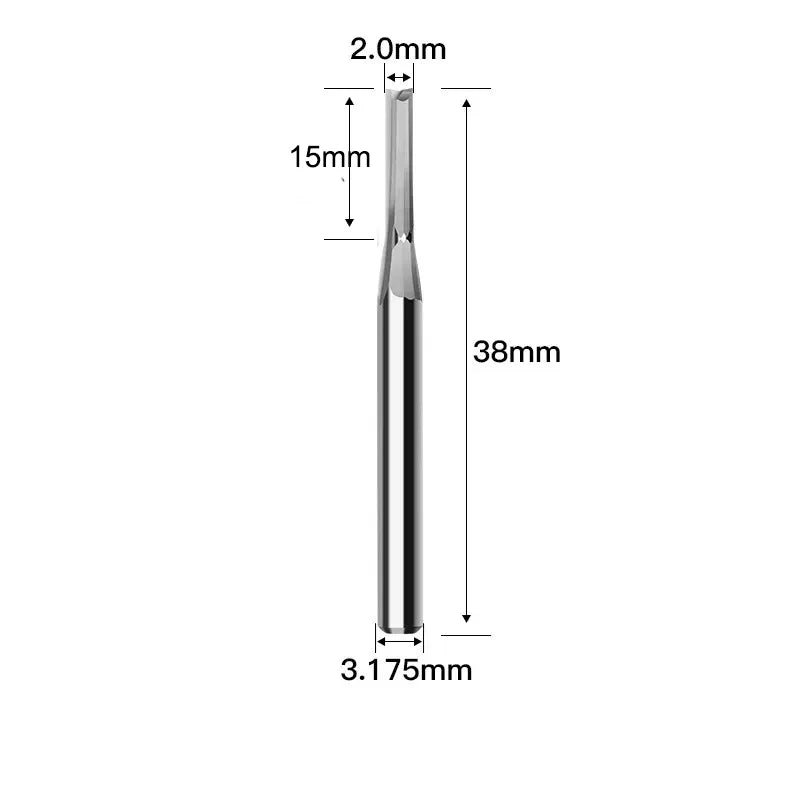 SHOP7D_10pcs 3.175mm CED 2mm CEL 15mm Straight Slot Bit Wood Milling Cutter CNC Solid Carbide Two Double Flute Bits CNC Router Bits