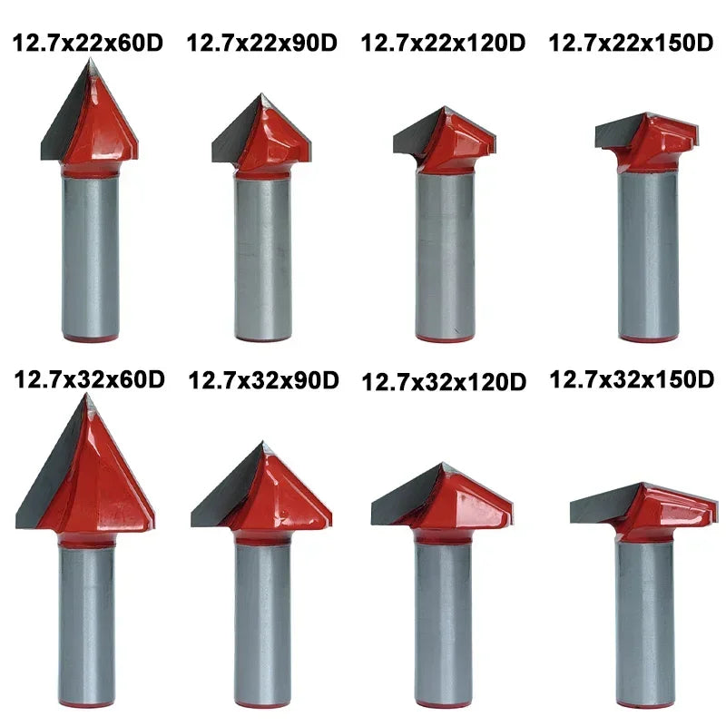 SHOP7D_SHK 6mm 8mm 12.7mm 3D V Engraving Bit CNC End Mill Router Bit For Wood Tungsten MDF Woodworking 60/90/120/150 Deg Milling Cutter