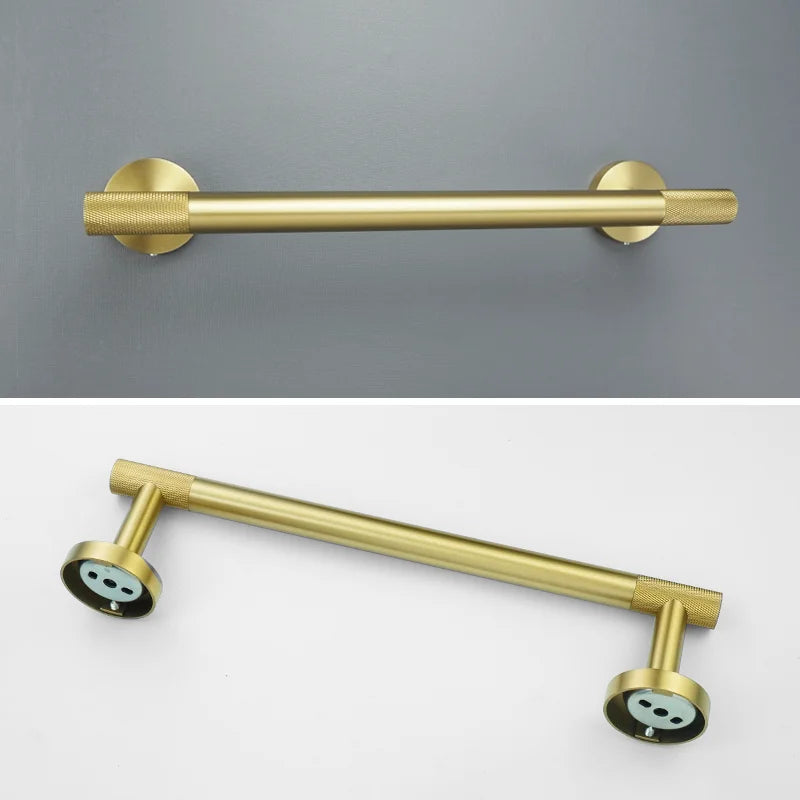 SHOP7D_Golden Towel Rack Towel Bar Ring Brushed Gold Hardware Set Robe Coat Hook Toilet Tissue Paper Holder Bathroom Accessories Kit