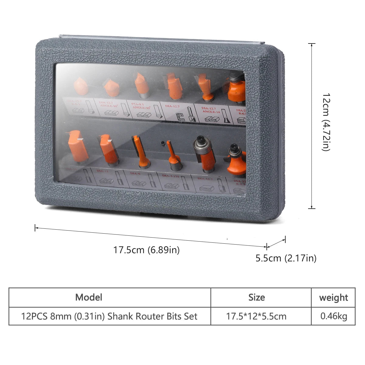 SHOP7D_12pcs 8mm Shank Router Bit Set Woodworking Milling Cutters Trimming Straight Chamfer Ogee Bits Carbide Engraving Cutting Tools