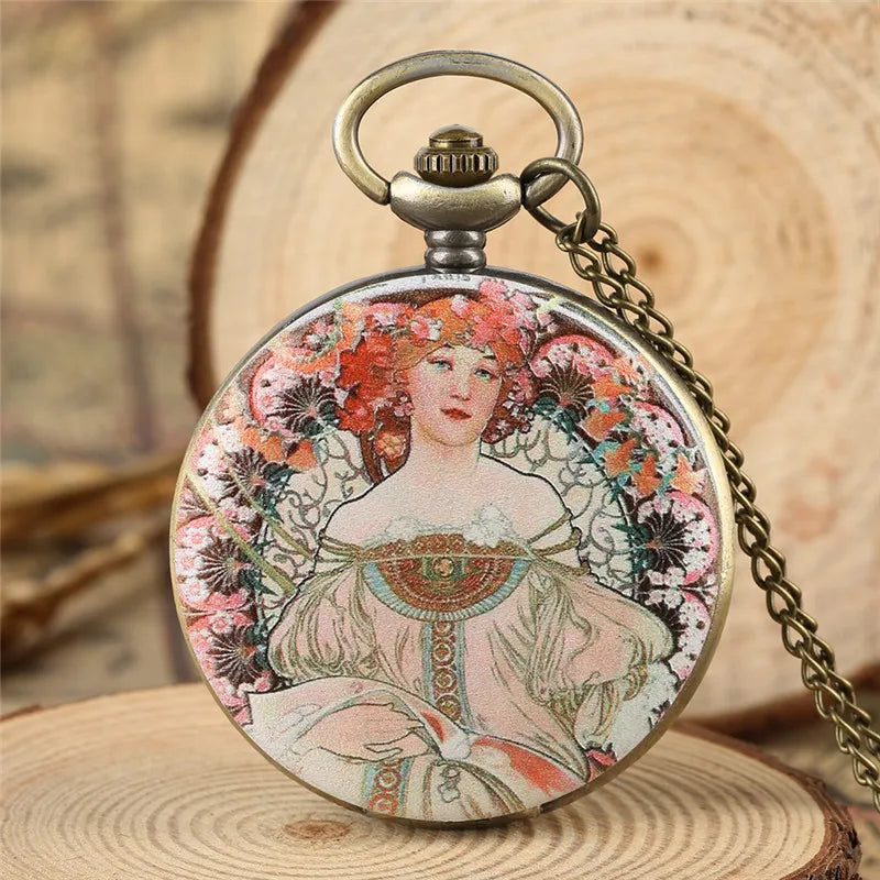 SHOP7D_Elegant Lady Bohemian Style Women's Pocket Watch Arabic Number Dial Quartz Movement Timepiece Collectable Clock Sweater Chain