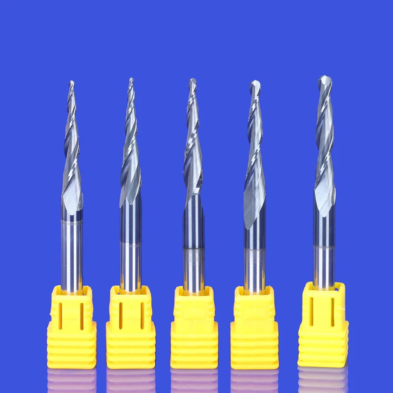 SHOP7D_50Pcs 4mm HRC60 2 Flute Solid Carbide Tapered Ball Nose Tapered End Mills Router Bits Cnc Router Taper Wood Metal Milling Cutter