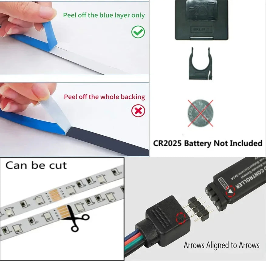 SHOP7D_USB LED Strip Lights APP Control Color Changing 5050 RGB Led Light Flexible Lamp Tape for Room Decoration TV Backlight Diode