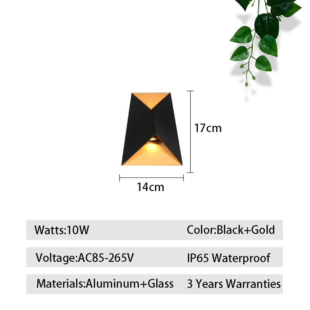 SHOP7D_AC85-265V LED Wall Lamp 10W IP56 Waterproof Outdoor/Indoor Black/White Gold Modern Style LED Lamps With 3 Years Warranties