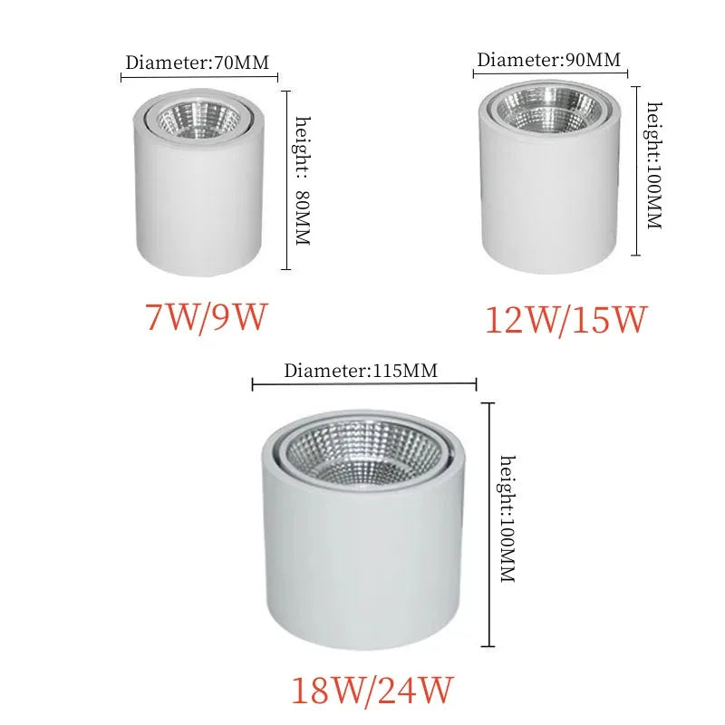 SHOP7D_Surface Mounted LED COB Downlight 7W/9W/12W/15W/18W/24W LED Ceiling Spot Light AC110V/220V Hotel Mall Indoor lighting